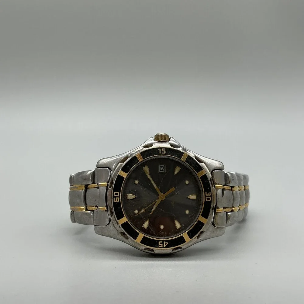 Bulova Marine Star 100m Mens Watch 37mm Gray Dial Two Tone Date For Parts 7.25